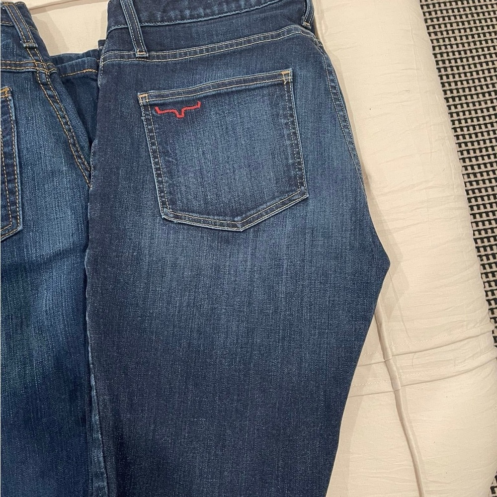 Kimes Ranch Cloe Women's Dark Blue Boot Cut Jeans with Red Stitching